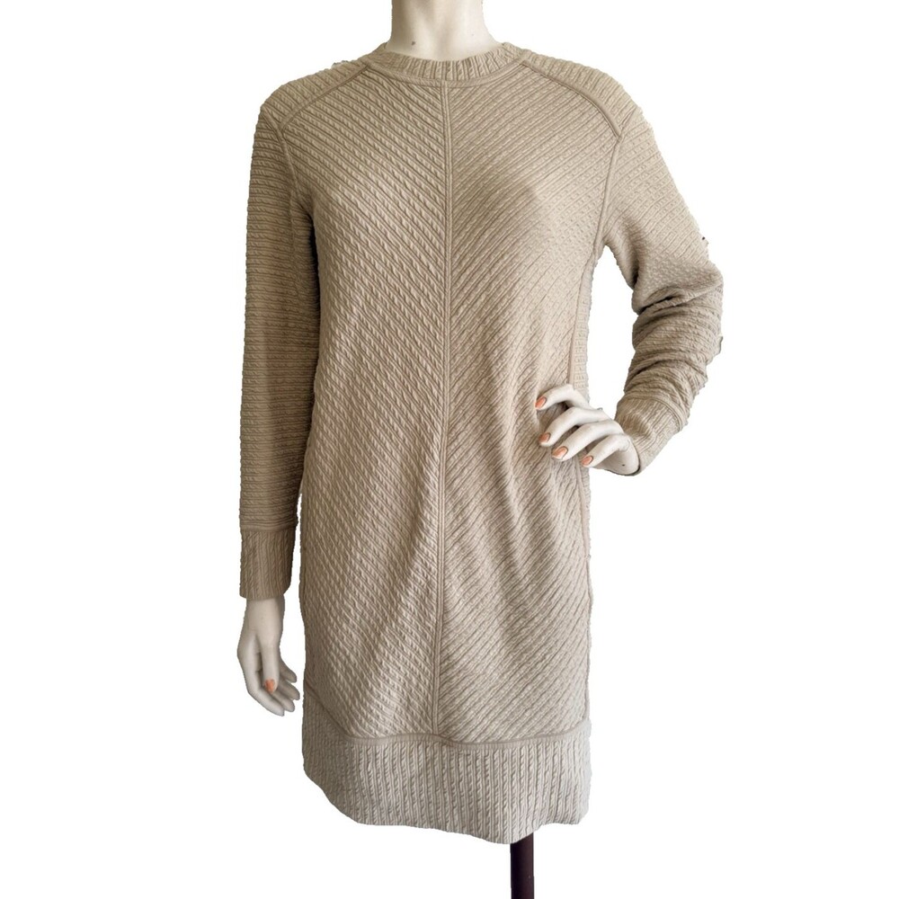 LULULEMON On Repeat Textured Sweater Dress Beige Tan Athleisure Size 4
